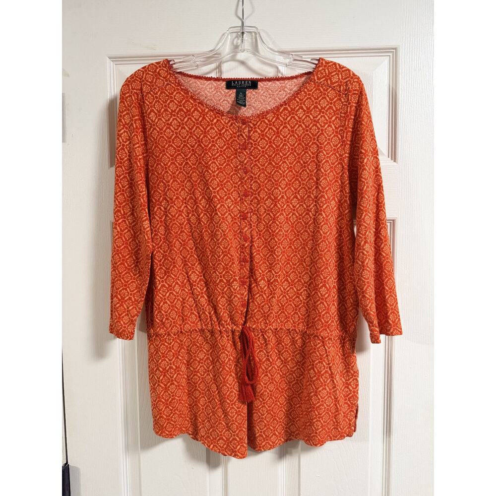Lauren Ralph Lauren Petite Women's Top Orange with waist drawstring